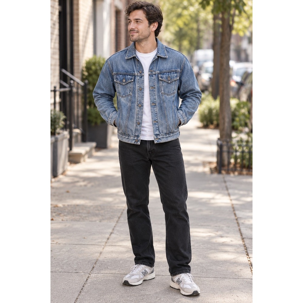 Vintage Trucker Jacket-Denim-Men's Medium-Blue-Made in Japan-Workwear-Heritage